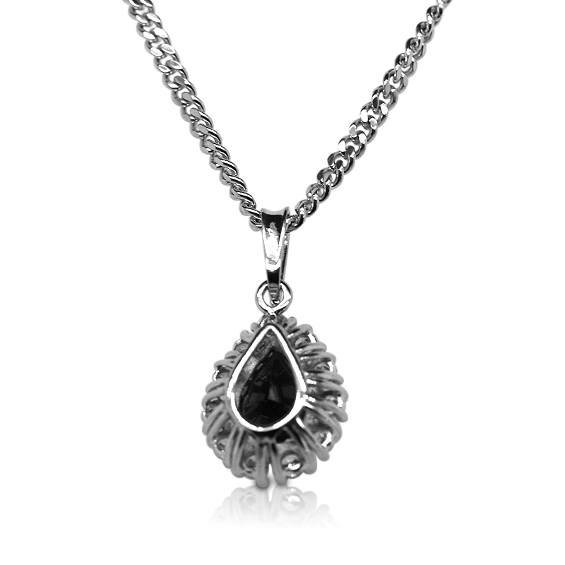 Saffier- en Diamanten Pendant met ketting (P213) - Afbeelding 3
